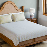 Block Print Cotton Bedsheet & Pillow Covers, Yellow & Orange